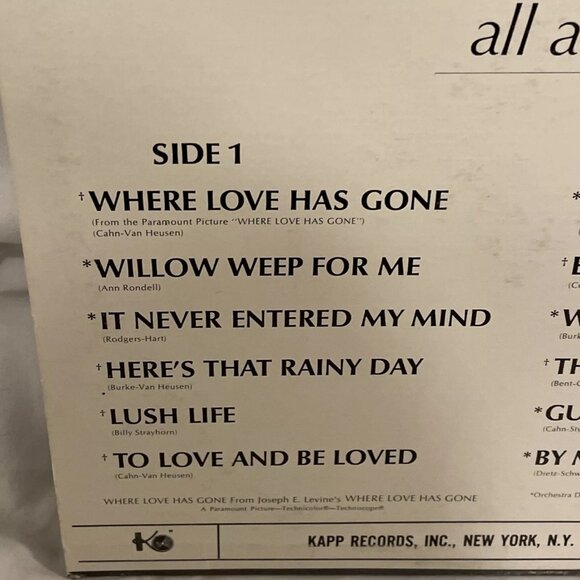 Jack Jones Where Love Has Gone (Vinyl, 1964) Kapp Records KS-3396 VG+ LP Record - Picture 4 of 10